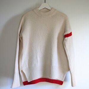 La Ligne Oversized Cashmere Sweater Cream Red Stripe Quiet Luxury Cozy XS